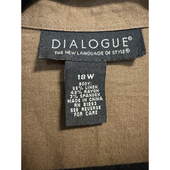 Dialogue | Women’s Brown Collared Linen Button Up Shirt Tunic Belt - Size 18W - Picture 5 of 10